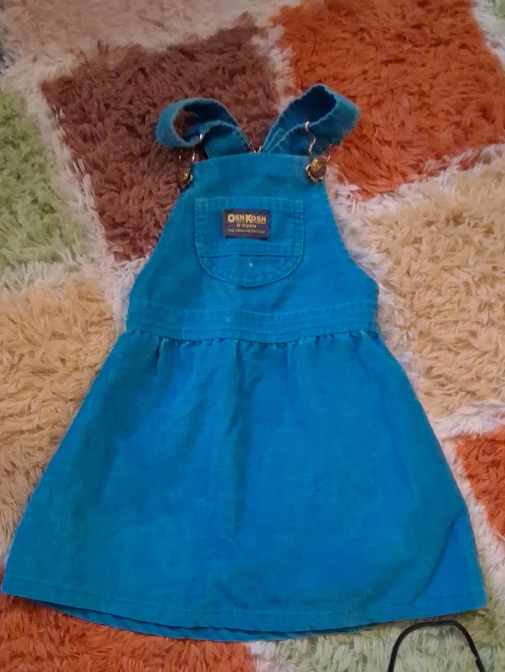 Vintage OshKosh B'gosh Teal Corduroy Overall Dress